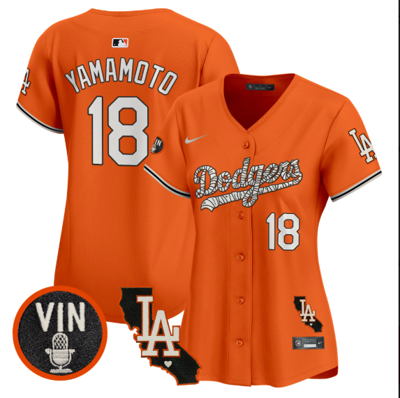 Women Los Angeles Dodgers #18 Yamamoto 2025 orange Limited Stitched Jersey style 2->women mlb jersey->Women Jersey